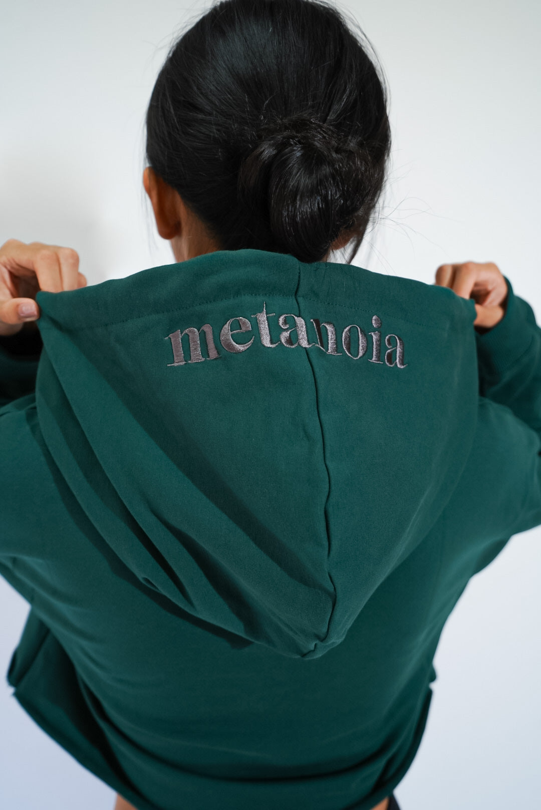 Metanoia Signature Cropped-cut Hoodies - Mallard Green