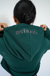 Metanoia Signature Cropped-cut Hoodies - Mallard Green